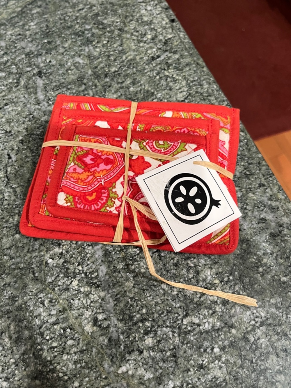 Red Paisley Quilted Cosmetic bags with Decorative Trim - 3 Pack